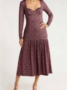 knee length dresses for ladies Evening Muse Floral Velvet Burnout Midi Dress S / Teal